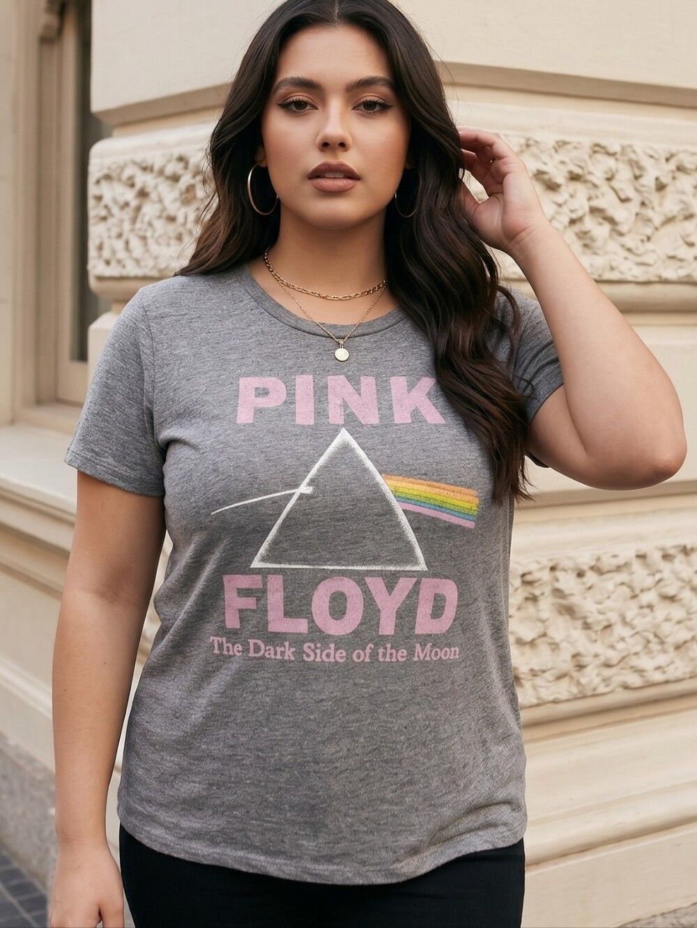 Band Graphic Tee Pink Floyd Dark Side of the Moon Prism Women's XXL Gray T-Shirt